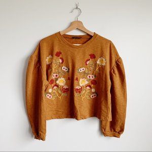 ✨ Blu Pepper Embroidered Puff Sleeve Sweater Top M